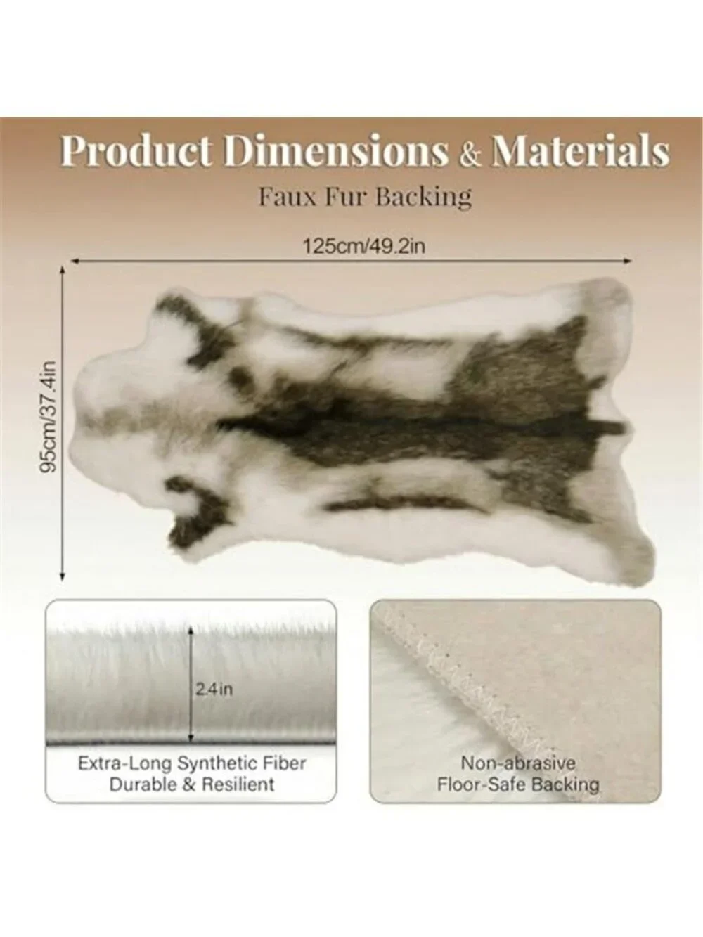 Reindeer Pattern Faux Fur Area Rug,3.6'x3.0' Plush Machine Washable Runner for